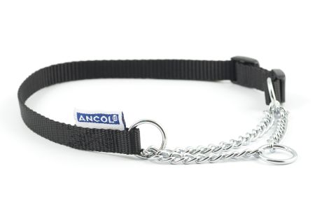 Nylon Check Chain Collar Black 25-35cm Size 1-2