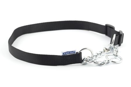 Nylon Check Chain Collar Black 50-70cm Size 5-9