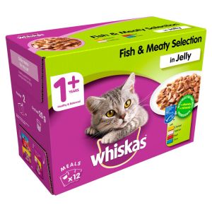 Whiskas Pouch Fish & Meaty Selection in Jelly 12 Pack