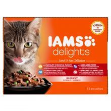 Iams Delights Cat Food Land & Sea Collection In Gravy 12x85g