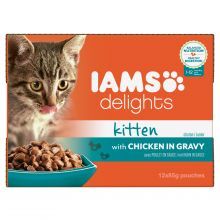 Iams Delights Kitten Food With Chicken In Gravy 12x85g