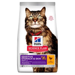 Hill's Science Plan Adult Sensitive Stomach & Skin Dry Cat Food Chicken Flavour 