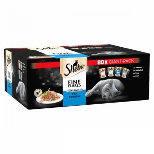 SHEBA Fine Flakes Cat Pouches Fish Collection in Jelly 80x85g