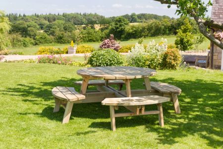 8 Seater Rose Round Picnic Table (flat packed)